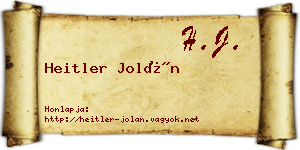 Heitler Jolán névjegykártya