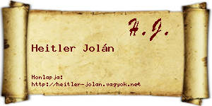 Heitler Jolán névjegykártya